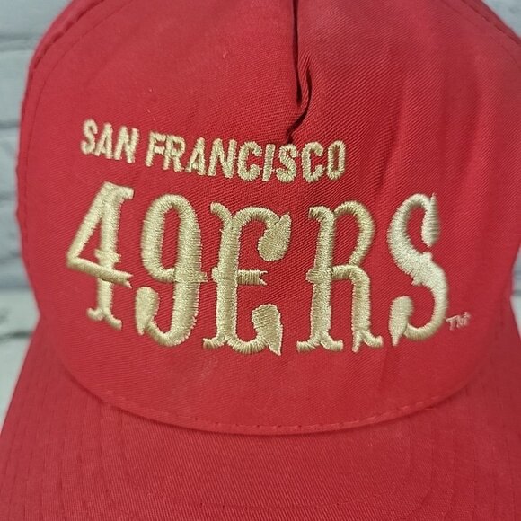 Vintage San Francisco 49ers Red Snapback Hat Cap AJD Embroidered Logo Football - Picture 2 of 10